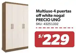Hiperbodega Precio Uno Precio uno multiuso 4 puertas off white nogal oferta