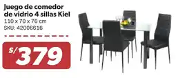 Hiperbodega Precio Uno Kiel juego de comedor de vidrio 4 sillas oferta