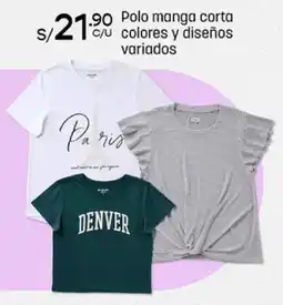 Plaza Vea Polo manga corta colores y diseños variados oferta