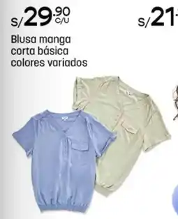 Plaza Vea Blusa manga corta básica colores variados oferta