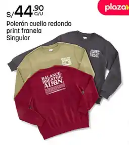 Plaza Vea Polerón cuello redondo print franela singular oferta