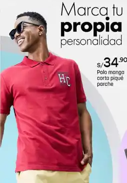 Plaza Vea Polo manga corta piqué parche oferta