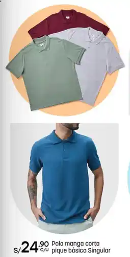 Plaza Vea Polo manga corta pique básico singular oferta