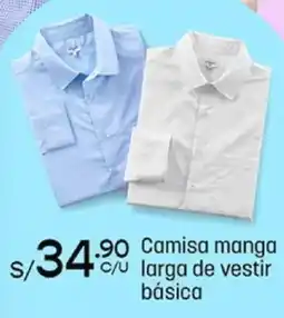 Plaza Vea Camisa manga larga de vestir básica oferta