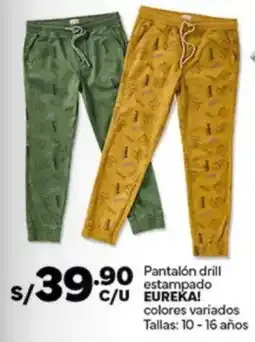 Plaza Vea Eureka! pantalón drill estampado colores variados oferta