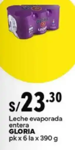 Plaza Vea Gloria leche evaporada entera oferta