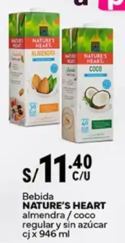 Plaza Vea Nature's heart bebida almendra/coco regular y sin azúcar cj oferta