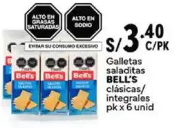Plaza Vea Bell's galletas saladitas clásicas/ integrales oferta