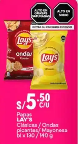 Plaza Vea Lay's papas clásicas/ondas picantes/mayonesa oferta