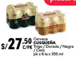 Plaza Vea Cusqueña cerveza trigo/dorada / negra /cero oferta