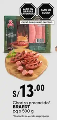 Plaza Vea Braedt chorizo precocido oferta