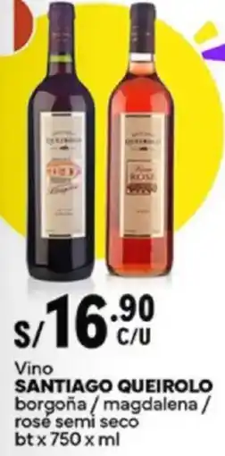 Plaza Vea Santiago queirolo vino borgoña/magdalena/ rosé semi seco oferta