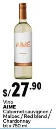 Plaza Vea Aime vino cabernet sauvignon/ malbec / red blend, chardonnay oferta