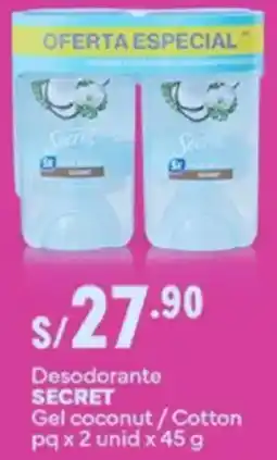 Plaza Vea Secret desodorante gel coconut/cotton oferta