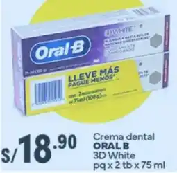 Plaza Vea Oral-B crema dental 3D white oferta