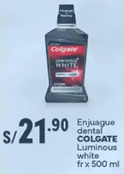 Plaza Vea Colgate enjuague dental luminous white fr oferta