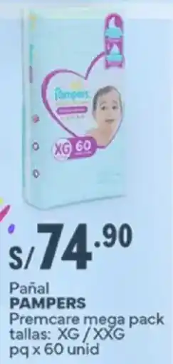 Plaza Vea Pampers pañal premcare mega pack oferta