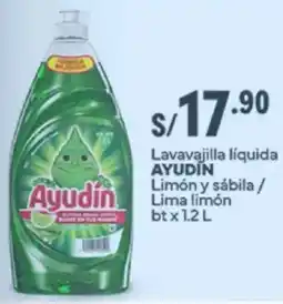 Plaza Vea Ayudín lavavajilla líquida limón y sábila / lima limón bt oferta