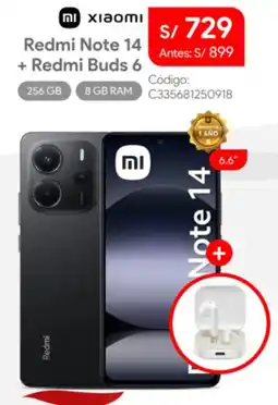 Hiraoka Redmi note 14 + redmi buds 6 oferta