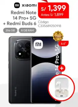 Hiraoka Xiaomi redmi note 14 pro+ 5g + redmi buds 6 oferta