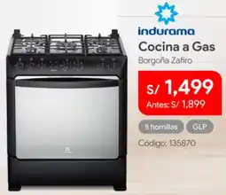 Hiraoka Indurama cocina a gas borgoña zafiro oferta