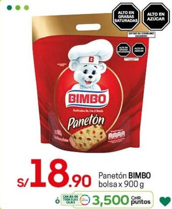 Tottus Panetón Bimbo Bolsa x 900g oferta