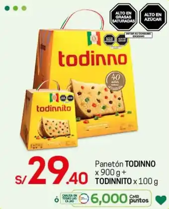 Tottus Panetón Todinno x 900g + Todinnito x 100g oferta