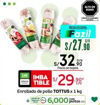 Tottus Enrollado de Pollo Tottus x 1kg oferta