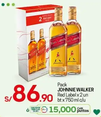 Tottus Pack Johnnie Walker Red Label x 2 un bt x 750ml c//u oferta