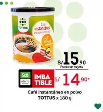 Tottus Café Instantáneo en Polvo Tottus x 180g oferta