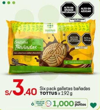 Tottus Six Pack Galletas Bañadas Tottus x 192g oferta