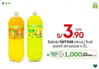 Tottus Bebida Tottus Citrus /Fruit Punch Sin Azúcar x 3L oferta