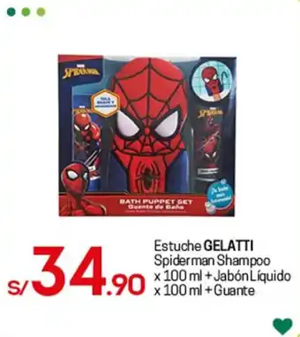 Tottus Estuche Gelatti Spider Man Shampoo x 100ml + Jabón Líquido x 100ml + Guante oferta