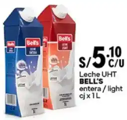 Plaza Vea Bell's leche uht entera / light cj oferta