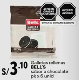 Plaza Vea Bell's galletas rellenas sabor a chocolate oferta