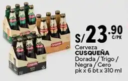 Plaza Vea Cusqueña cerveza dorada/trigo / negra cero oferta