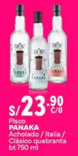 Plaza Vea Panaka pisco acholado/italia/ clásico quebranta bt oferta