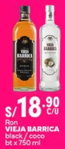 Plaza Vea Vieja barrica ron black/coco bt oferta