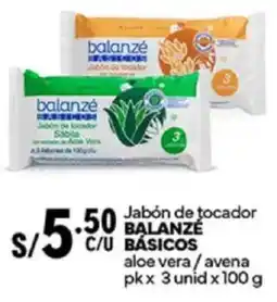 Plaza Vea Balanzé c/u básicos jabón de tocador aloe vera/avena oferta