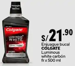 Plaza Vea Colgate enjuague bucal luminous white carbón oferta