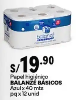 Plaza Vea Balanzé básicos papel higiénico azul oferta