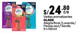 Plaza Vea Glade varitas aromatizantes alegría floral/lavanda/ paraíso azul sandía oferta
