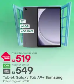 Tottus Samsung tablet galaxy tab a9+ oferta