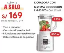 Hiraoka Licuadora con sistema de cocción lm-138vd oferta