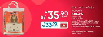 Makro Arroz extra añejo naranja faraon saco x 10 kg oferta