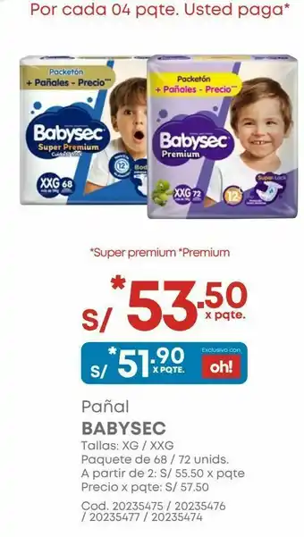 Makro Pañal babysec paquete de 68 / 72 unids. oferta