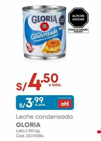 Makro Leche condensada gloria lata x 393 kg. oferta