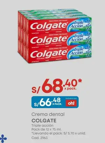 Makro Crema dental colgate triple acción pack de 12 x 75 ml. oferta