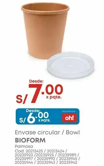 Makro Envase circular / bowl bioform palmosa oferta