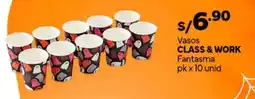 Plaza Vea Class & work vasos fantasma oferta